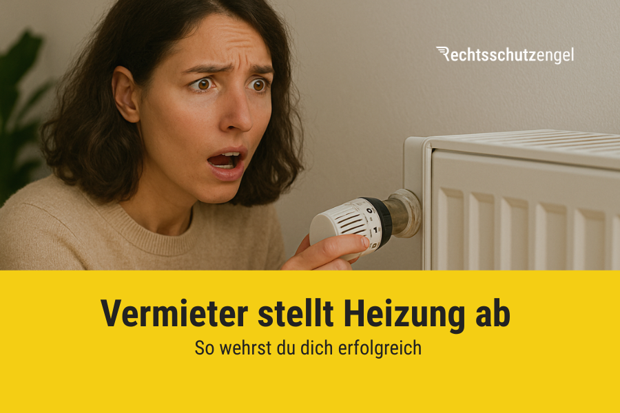 Eine Frau schaut überrascht auf einen Heizkörper und dreht am Thermostat, das offenbar nicht funktioniert.